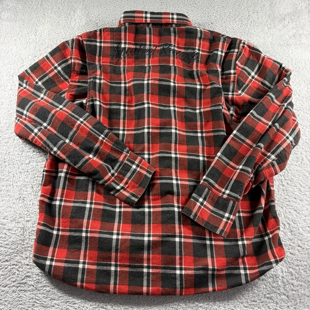Speed Strength  Moto Shirt Black 9 Mens 3XL Red Plaid Button Zip Sweater